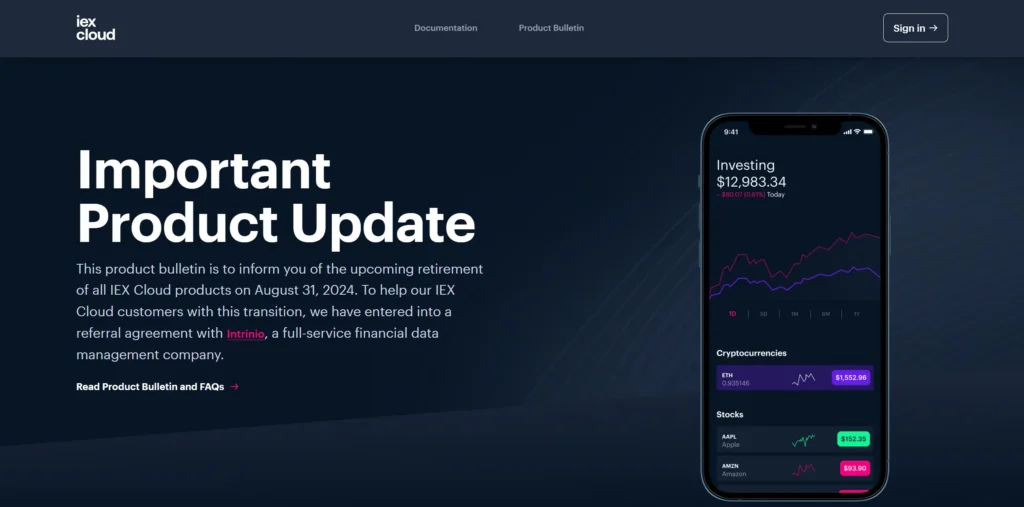 IEX Cloud shutdown announcement