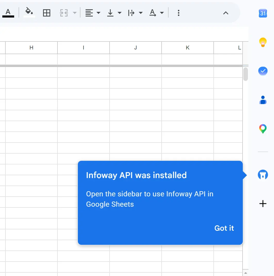 google sheets sidebar screenshot